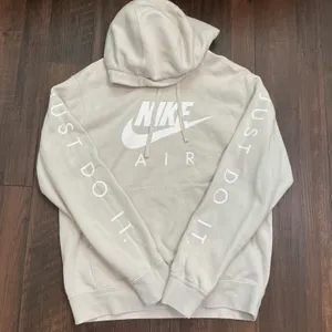 Nike Air Just Do It Graphic Pullover Hoodie Beige Oatmeal Small Sportswear thumbnail 1