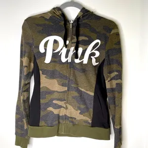 Pink Victoria’s Secret Camouflage Zip Up Hoodie Sz XS thumbnail 1