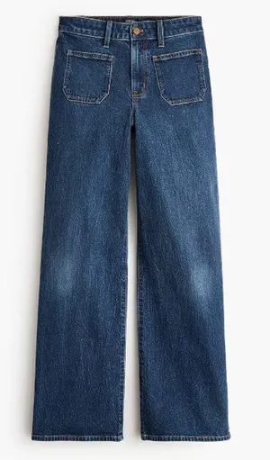 J. Crew Curvy Full Length Slim Wide Leg Jeans in All Day Stretch Blue 30 / 10 thumbnail 1