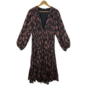 Ulla Johnson Joan Midi Dress Size 8‎ Floral Smocked Tiered Boho Cottage Romantic thumbnail 2