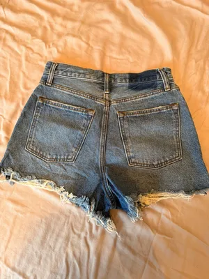 Abercrombie & Fitch Distressed Button-Fly Denim Shorts - Blue thumbnail 3
