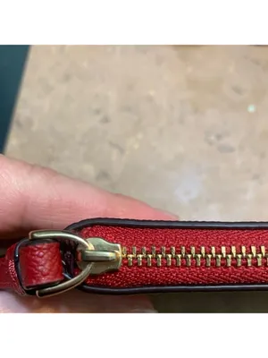 COACH Scarlet Red Pebbled Leather Wristlet thumbnail 8
