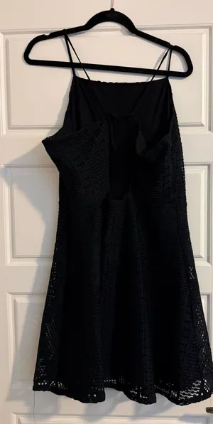 JustFab Black Crochet A-Line Mini Dress thumbnail 1