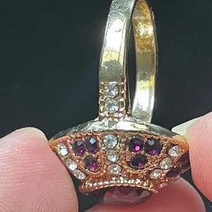 Water drop purple crystal CZ gold plated ring size 7.5 thumbnail 8