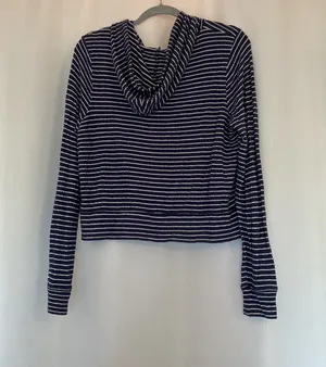 Hollister Navy Striped Hooded Long Sleeve thumbnail 2