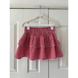 One Clothing Red White Gingham Ruffle Mini Skirt M thumbnail 2