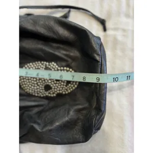 NILA ANTHONY Studded Skull Bucket Bag Purse Tie Faux Leather Pockets Lined Clean thumbnail 9