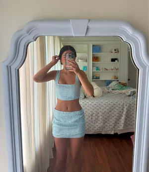 Pretty Little Thing Set Blue Sequin Skirt and Top thumbnail 3