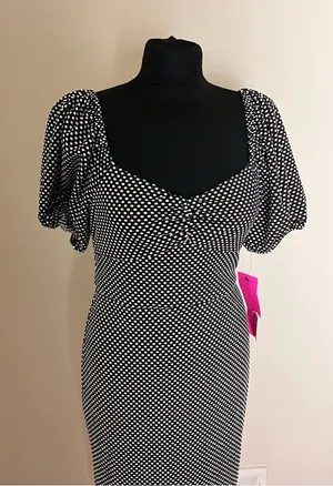 Betsey Johnson Black and White Polka Dot Dress NWT thumbnail 1