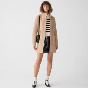 J Crew • Stadium Cloth Cocoon coat tan wool Nello Gori Heather Sandstone zip thumbnail 5