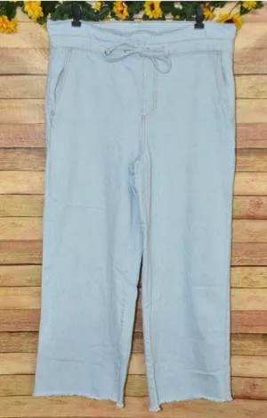 Universal Threads Cute Paper Bag Waist Light Wash Jeans Wide Leg Ladies 36x26 thumbnail 1
