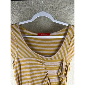 Anthropologie Cartonnier Womens‎ Tops Size M Striped Ruffle Tunic thumbnail 3