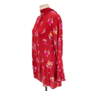 Free People Tate Tunic Dress in Vintage Combo Red Floral‎ Print Size Medium thumbnail 6