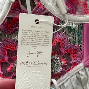 For Love And Lemons White Chemise with Pink Lace thumbnail 6