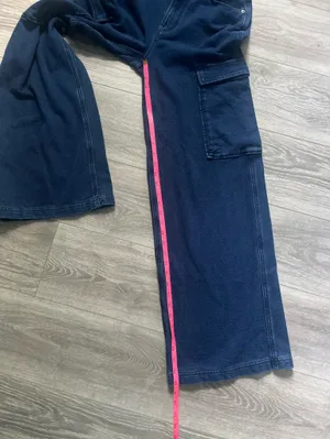 Good American Dark Wash Wide Leg 90s Good Skate Cargo Sweatpants Jeans Size 8 29 thumbnail 8