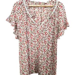 💥 Max Studio White & Pink Floral Flutter Sleeve Top thumbnail 1