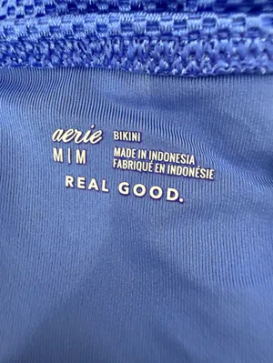 aerie Royal Blue Textured Bikini Bottom thumbnail 4