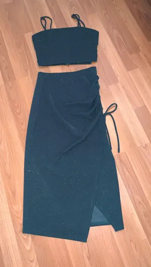 Princess Polly 4SI3ENNA Teal Sparkle Skirt And Crop Top Set XS thumbnail 9