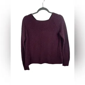 American Eagle Textured Knit Sweater Women’s Large‎ Burgundy Crewneck Pullover thumbnail 2