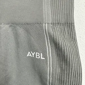 AYBL Size Small Motion Seamless Biker Shorts Gray White Trim High Waist Gym Spin thumbnail 2