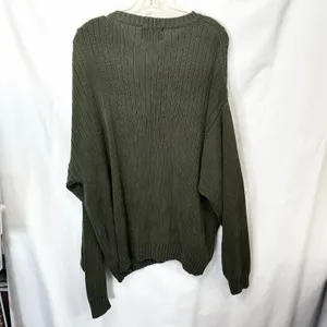 VTG Chaps Ralph Lauren XL Sweater Green Ribbed Cotton Heavyweight Fisherman 1023 thumbnail 2