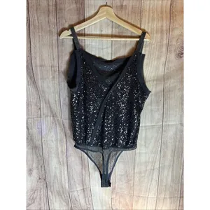 Free People Bodysuit Womens Medium Sequin Spark Party Event Concert 170/96A thumbnail 7