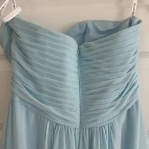 David’s Bridal Strapless Chiffon Gown Blue Size 10 thumbnail 6