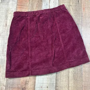 Brandy Melville Burgundy Corduroy Button Mini Skirt Medium Dark Academia NWT thumbnail 6