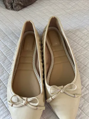 Kelly & Katie nude light tan leather pointed toe bow ballet flats 8 thumbnail 4
