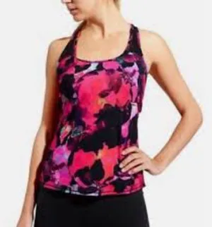 Athleta Hot Pink and Black Mystique Chi Mesh Active Racerback Tank thumbnail 1