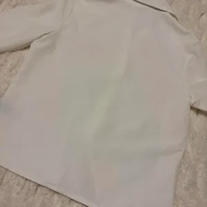 Shein Button Down Shirt with Feather Trim  thumbnail 5