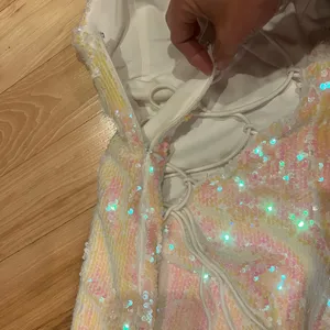 Superdown Tamia Lace-Up dress in Opal Iridescent. Size Small. thumbnail 5