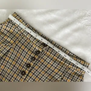 Free People Posey Plaid High Waisted Pleated Carrot Trousers Pants Yellow thumbnail 9