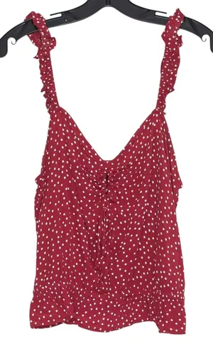 Express Tank Top Polka Dot Cottage Ruffle Coquette Y2K Retro Romantic Red Large‎ thumbnail 1