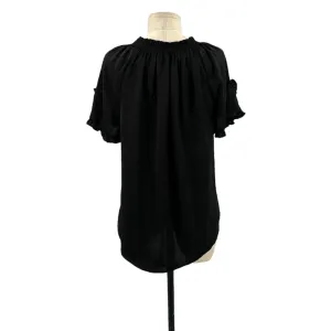 Current Air Los‎ Angeles Black Ruffle Short Sleeve Blouse Size Small thumbnail 7