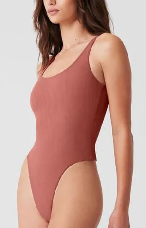 Alo Mesh Sheer Illusion Bodysuit - Soft Terracotta thumbnail 1