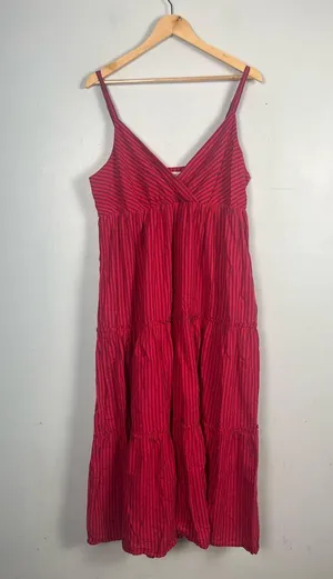 Natural life red and pink midi striped dress size l/xl thumbnail 2
