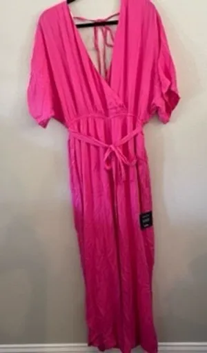 NWT new Lulus Pink Short Sleeve Jumpsuit size extra large XL thumbnail 1