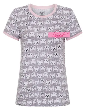 Macy's Rene Rofe Pillow Talk Lightweight Hacci Short Sleeve Cat Kitty Stretchy Knit Top thumbnail 1