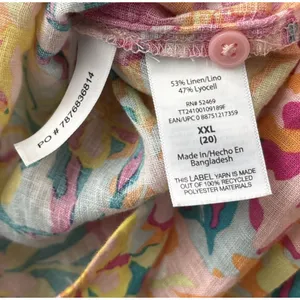Bright Floral Linen Top Size XXL Button Up Shirt Tropical Summer Dopamine Resort thumbnail 6