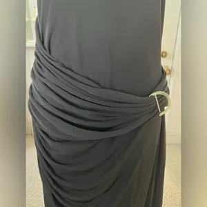 Halston - Lang Black Ruched Jersey Maxi Dress Size 14 Racerback thumbnail 9