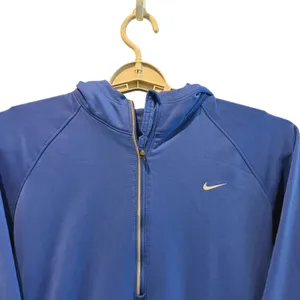 Nike Womens Blue Dri-FIT Fleece Lined‎ Quarter Zip Hoodie Size Large Running Top thumbnail 2