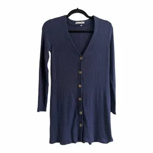 ✨Reformation Agatha Ribbed Knit Button Down V Neck Navy Sz Small Dress✨ thumbnail 5