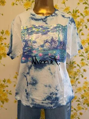 NWT Tie dye Monet water lilies T shirt size S thumbnail 6