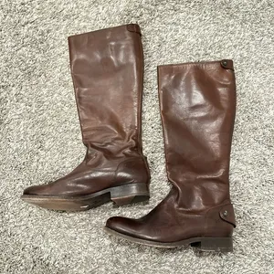 Frye Women's Brown Leather Riding Boots Knee‎ High Zip Up Casual Tall Size 7 thumbnail 9