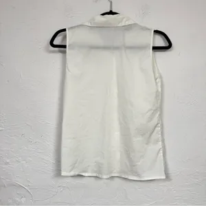 Alice & Olivia White Button Down Sleeveless Blouse Womens XS Preppy Classic Top thumbnail 9