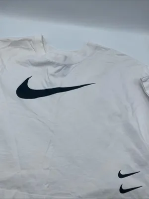 Nike White Cropped Double Swoosh Logo Oversized T-Shirt Womens CJ3764 XL extra L thumbnail 2