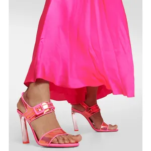 Louboutin Duniss PVC Heels Pink Transparent Sandals 100mm Size EU 36.5 thumbnail 2