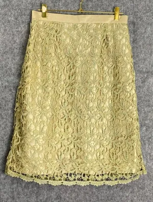 GMI Gold Lace Overlay Skirt Women's Size 12 Pencil Lined Career thumbnail 1