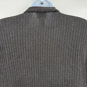 Chico's Ribbed Shimmery Womens Sweater Cardigan Sz XL Holiday Glam Metallic Open thumbnail 5